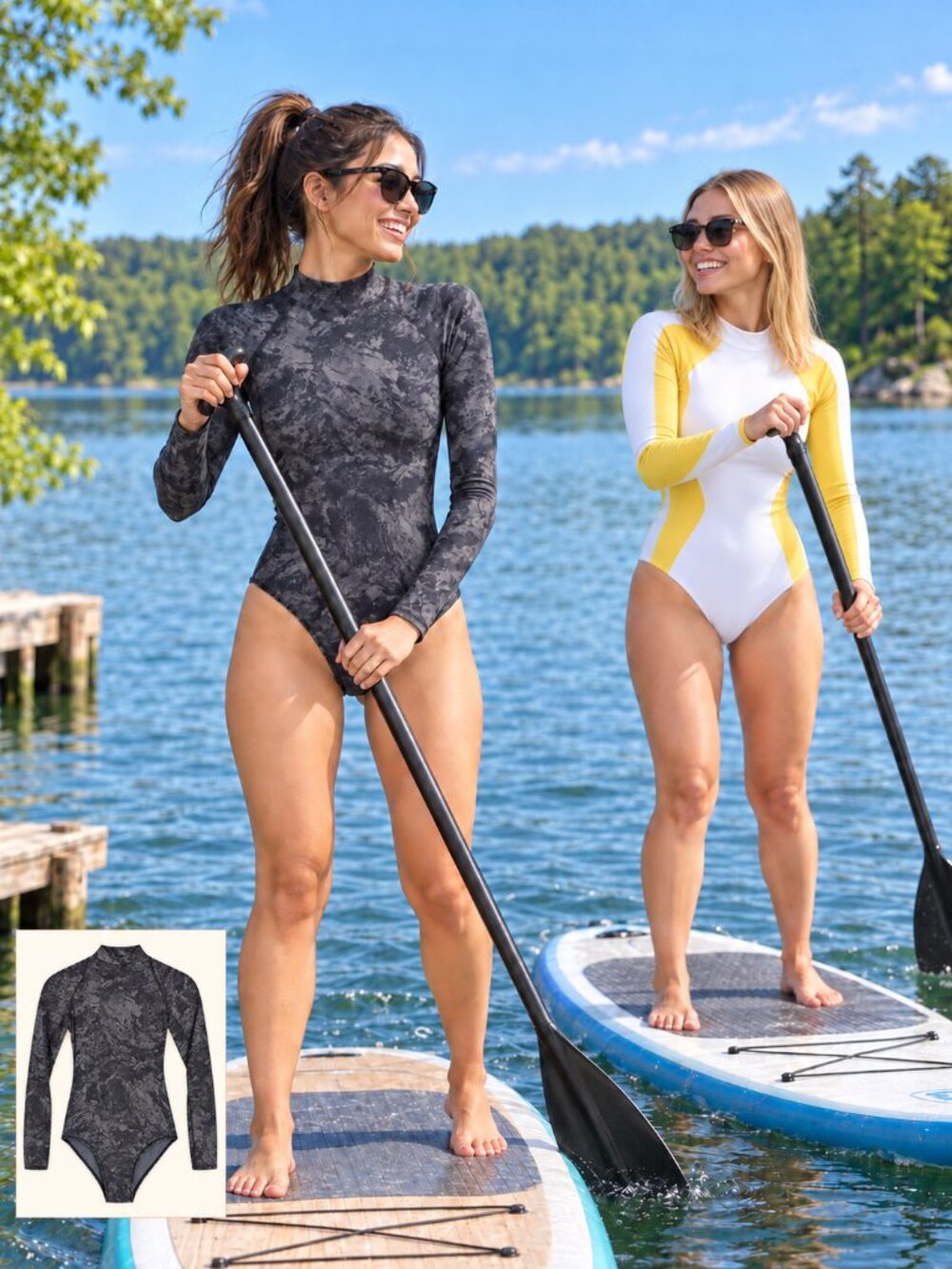 Lululemon Water Paddle One-Piece Swimsuit Size 4 Black Gray NWOT
